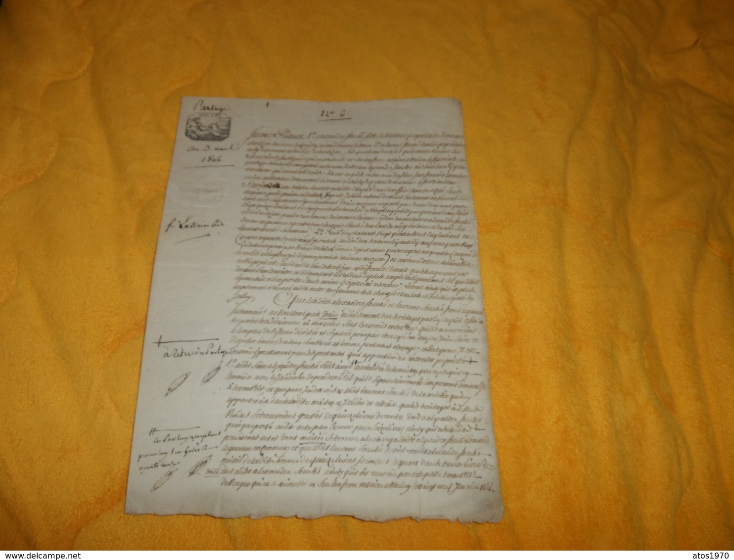 DOCUMENT ANCIEN DE 1806.../ A ETUDIER PARTAGE...4 PAGES ECRITES / CACHET REP.FRA. 50 CEN. - Manuscrits