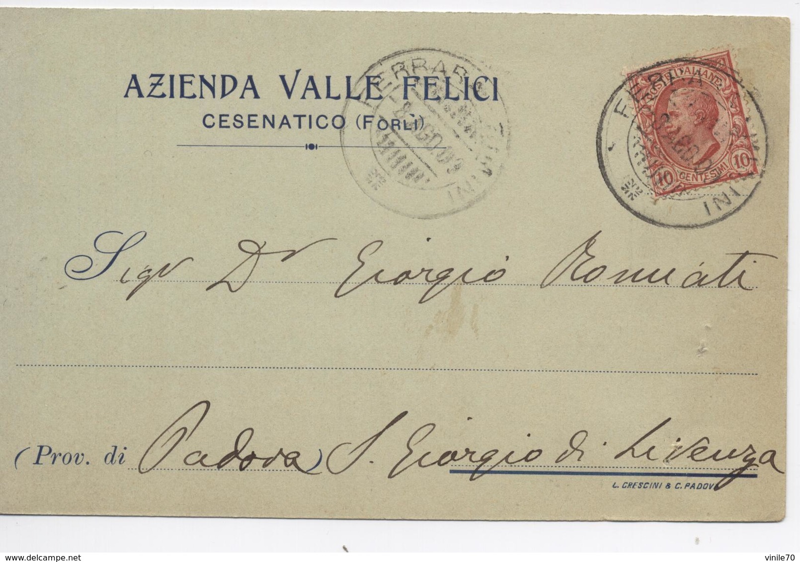 CESENATICO FORLI Cartolina Commerciale Viaggiata 1909 - Forlì