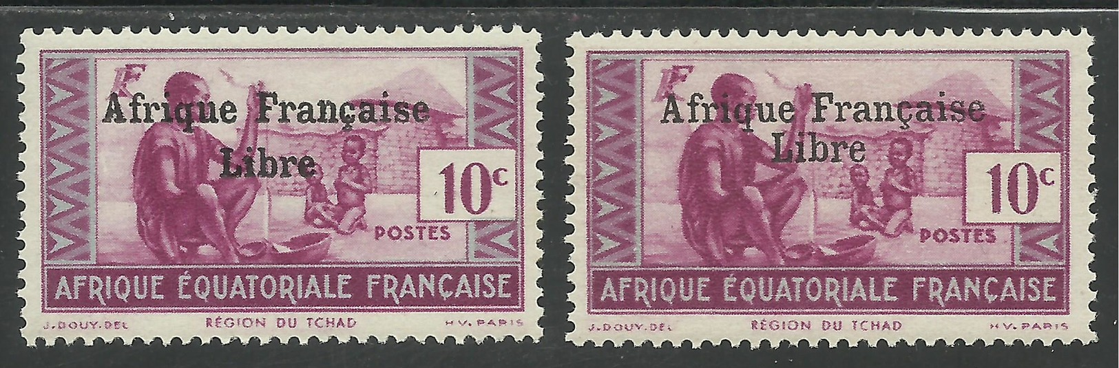 AFRIQUE EQUATORIALE FRANCAISE - AEF - A.E.F. - 1941 - YT 160** - VARIETE SURCHARGE ESPACEE DE 3,5 Mm - Neufs