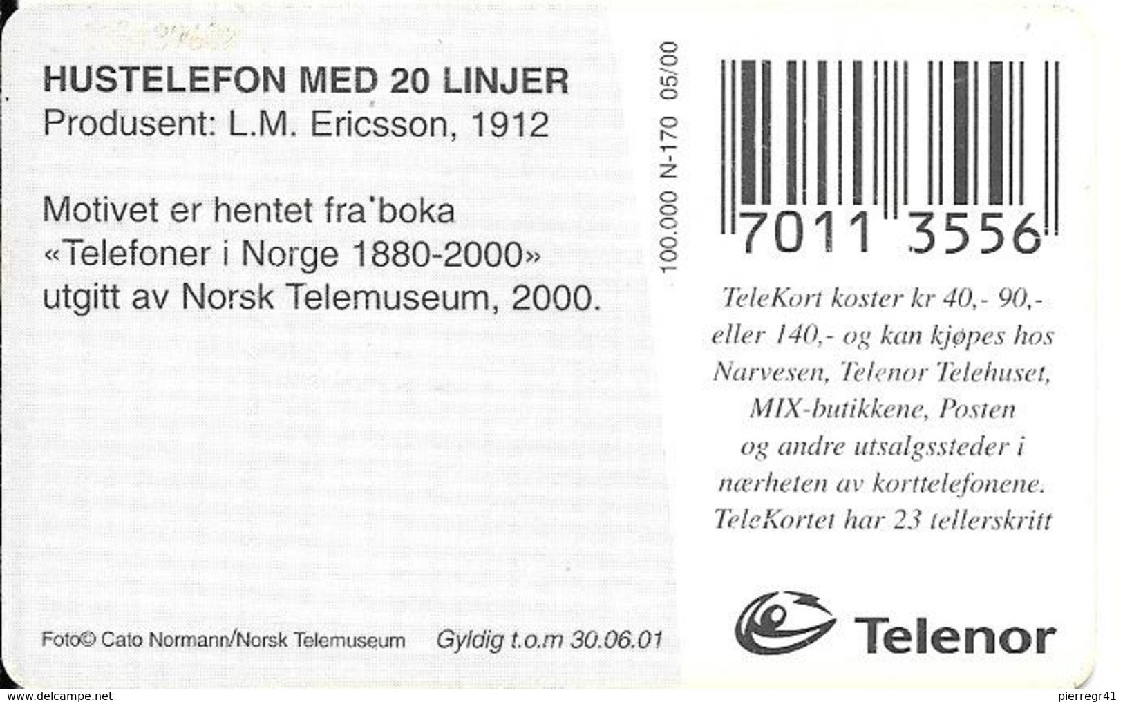 CARTE-PUCE-NORVEGE-SC7-05/00-TELEPHONE ERICSSON 1912-MED 20 LINJER--TBE - Norvège