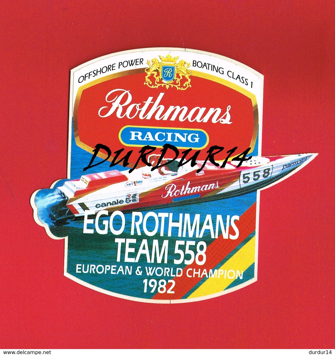 1 Autocollant OFFSHORE POWER BOATING CLASS 1 EGO ROTHMANS TEAM 558 World Champion 1982 Bateau - Autocollants