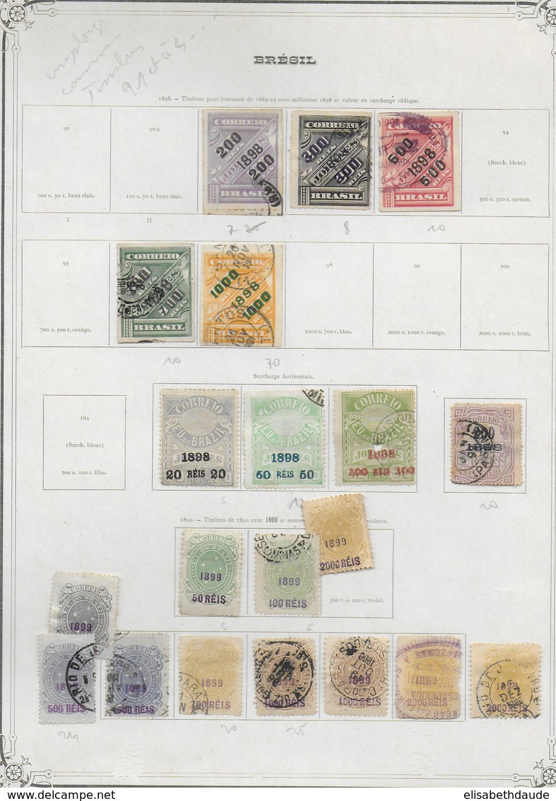 BRASIL - SUPERBE COLLECTION AVANT 1910 (*) / OBLITERES - 11 FEUILLES D'ALBUM - FORTE COTE - Collections, Lots & Séries