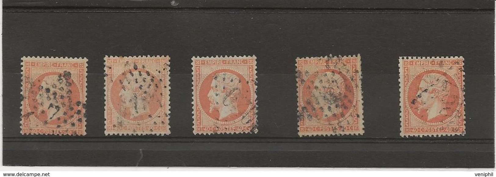 NAPOLEON III N° 23 OBLITERE LOT DE 5 EXEMPLAIRES - TB  ANNEE 1862 -  COTE : 75 € - 1862 Napoleon III