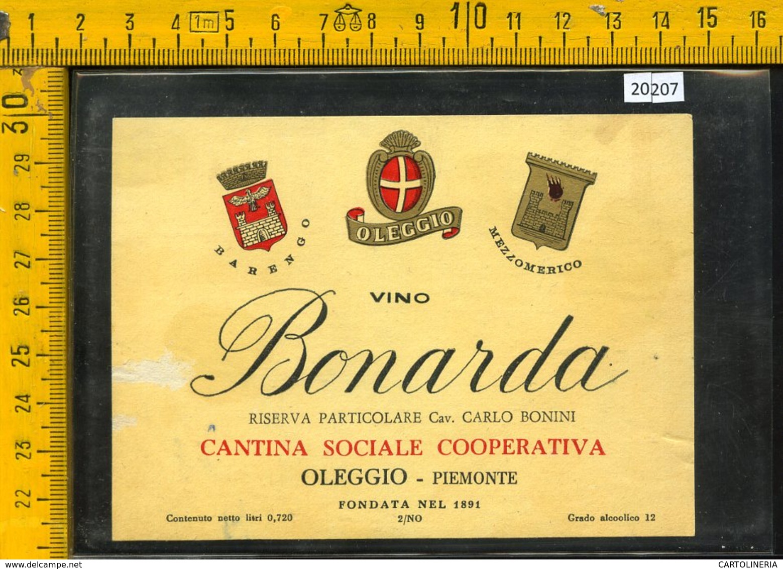 Etichetta Vino Liquore Bonarda - Oleggio Piemonte - Otros & Sin Clasificación