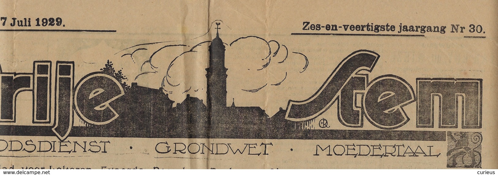 LOKEREN * 1929 * VRIJE STEM * KRANT * ZIE RECLAMES