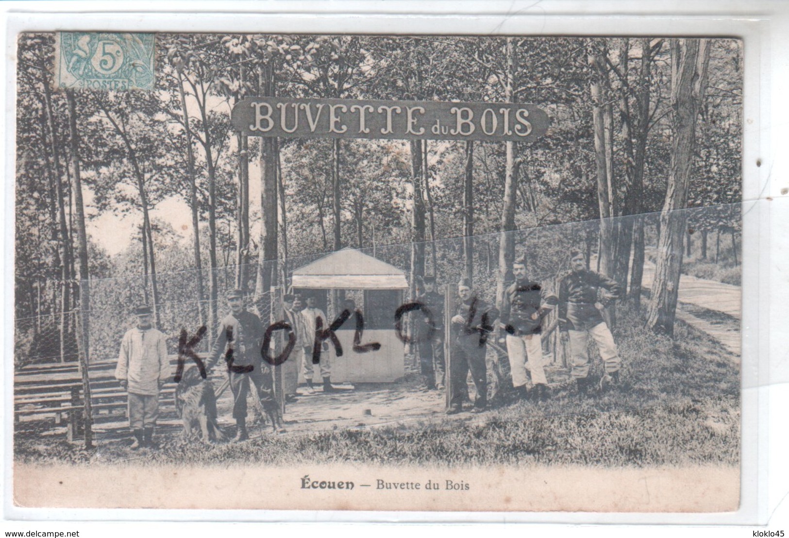 95 Ecouen - Buvette Du Bois - Animé Militaires Et Gardien Avec Chien Devant La Cabanne ... - CPA  Généalogie - Ecouen