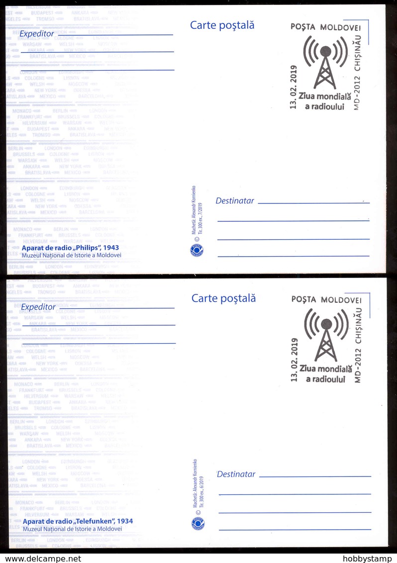 Moldova 2019 Vintage Radio Devices Philips Telefunken 2 Maxicards Special Postmark - Moldova