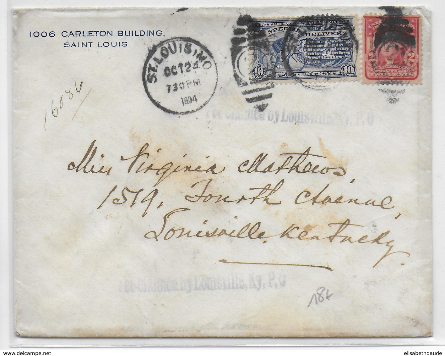 USA - 1904 - ENVELOPPE EXPRES De ST LOUIS  => LOUISVILLE - Cartas & Documentos