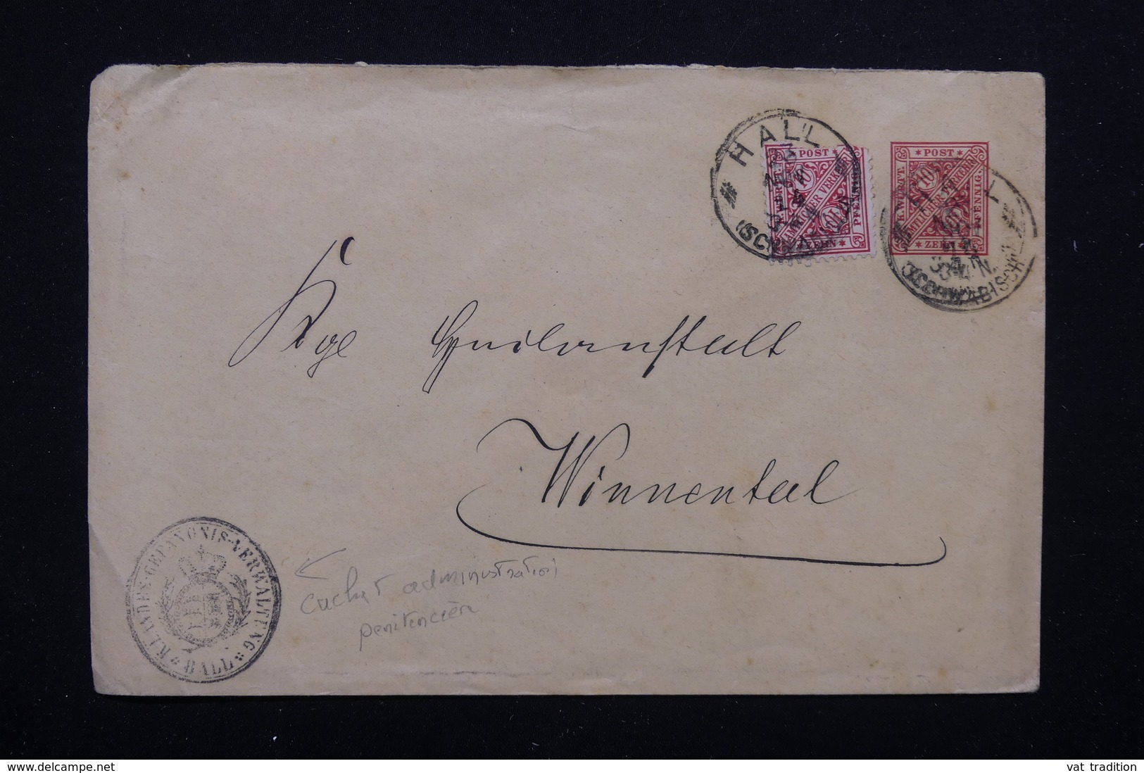 ALLEMAGNE  - Entier Postal + Complément De Hall , Cachet D 'administration De Pénitencier - L 22670 - Private & Local Mails