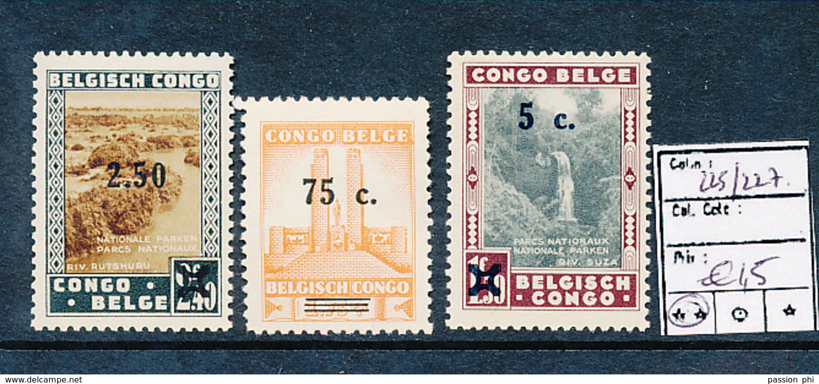 BELGIAN CONGO COB 225/227 MNH - Neufs