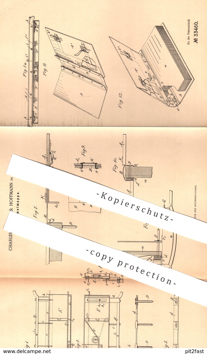 Original Patent - Charles Siegert & Hoffmann , Wien , 1884 , Sammelmappe | Mappe | Buchbinder , Buch , Buchbinderei !! - Historische Dokumente