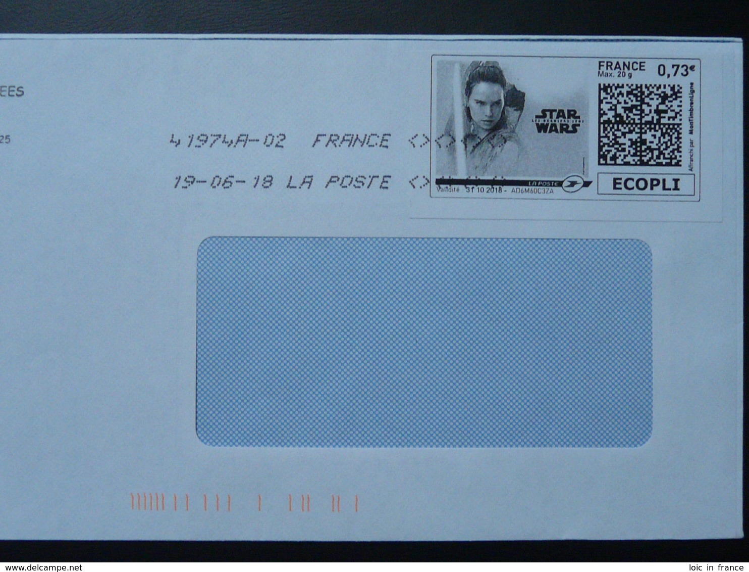 Film Star Wars Cinema Timbre En Ligne Sur Lettre (e-stamp On Cover) TPP 4122 - Cinéma