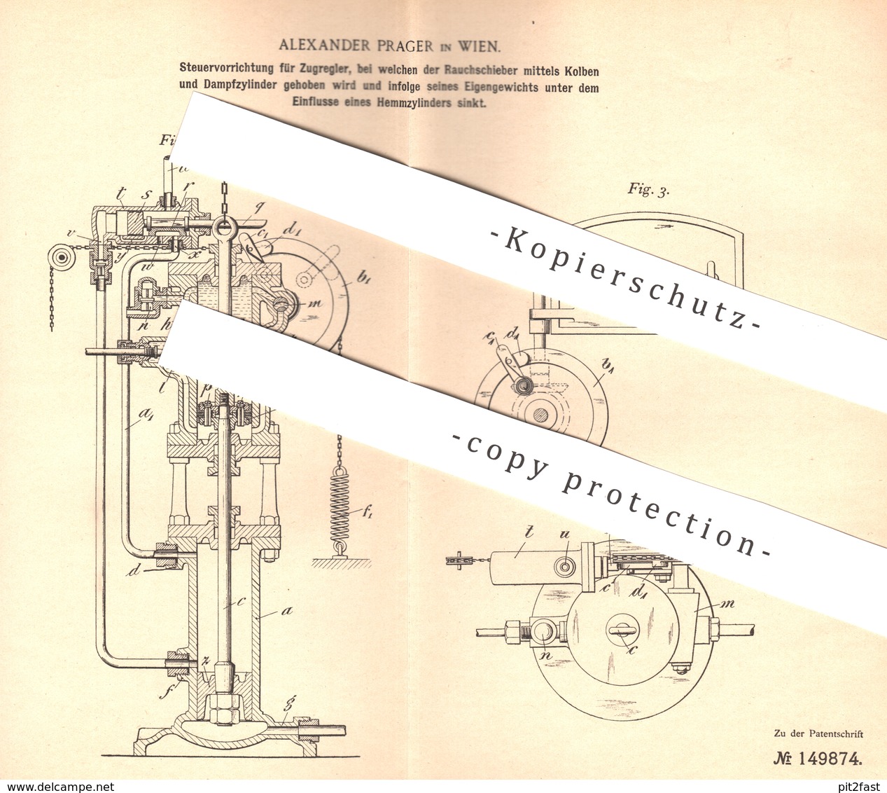 Original Patent - Alexander Prager , Wien , 1902 , Steuerung Für Zugregler | Dampfmaschine | Dampfmaschinen !!! - Historische Dokumente