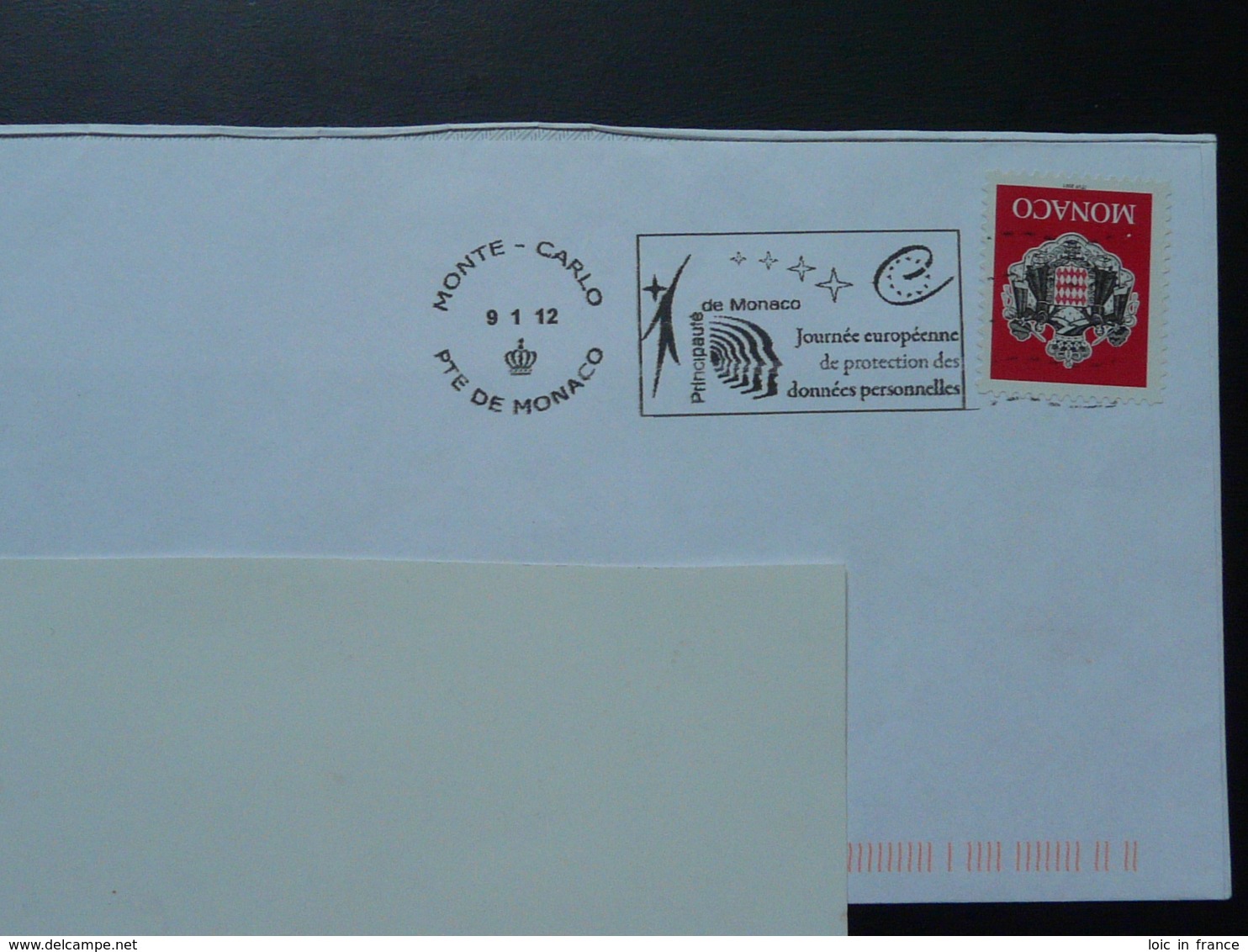 09/01/2012 Journée Européenne Protection Des Données Personnelles Flamme Monaco Sur Lettre Postmark On Cover - Informatique