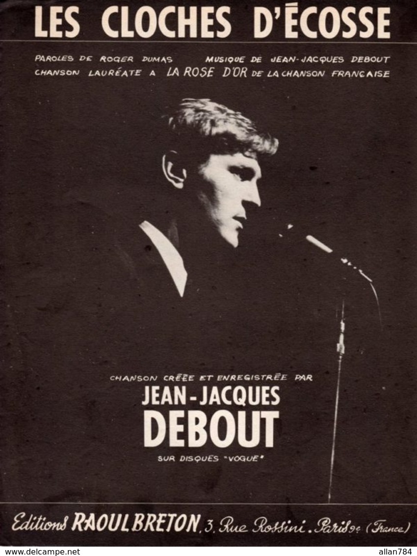 PARTITION JEAN JACQUES DEBOUT / R. DUMAS  " LES CLOCHES D'ECOSSE " - VOGUE / 1965 - EXCELLENT ETAT - - Autres & Non Classés