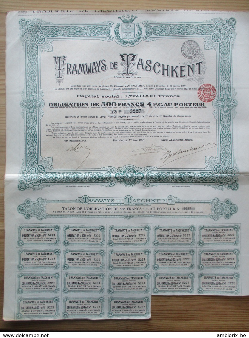 Les Tramways De Taschkent - Obligation De 500 Fr - Transportmiddelen