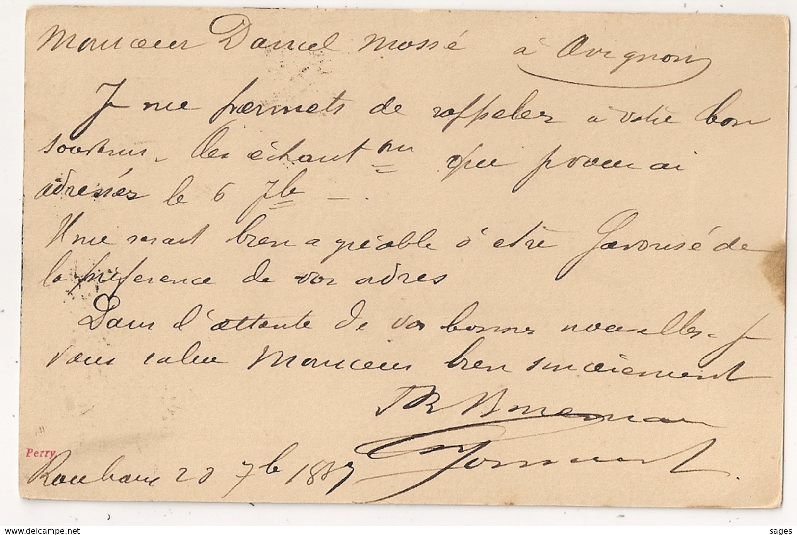 DAGUIN SOLO AVIGNON (première Date Repertoriée) + DAGUIN ROUBAIX Sur Entier SAGE. Ensemble Peu Commun. - 1877-1920: Periodo Semi Moderno