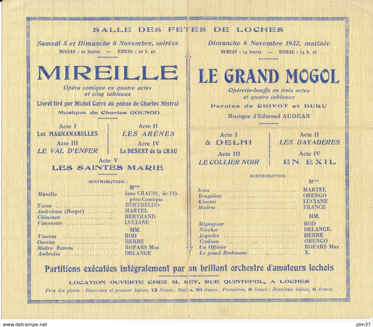 LOCHES , Indre Et Loire - Séances Théatrales De Gala - Poilus Lochois, 1932 - Programmes