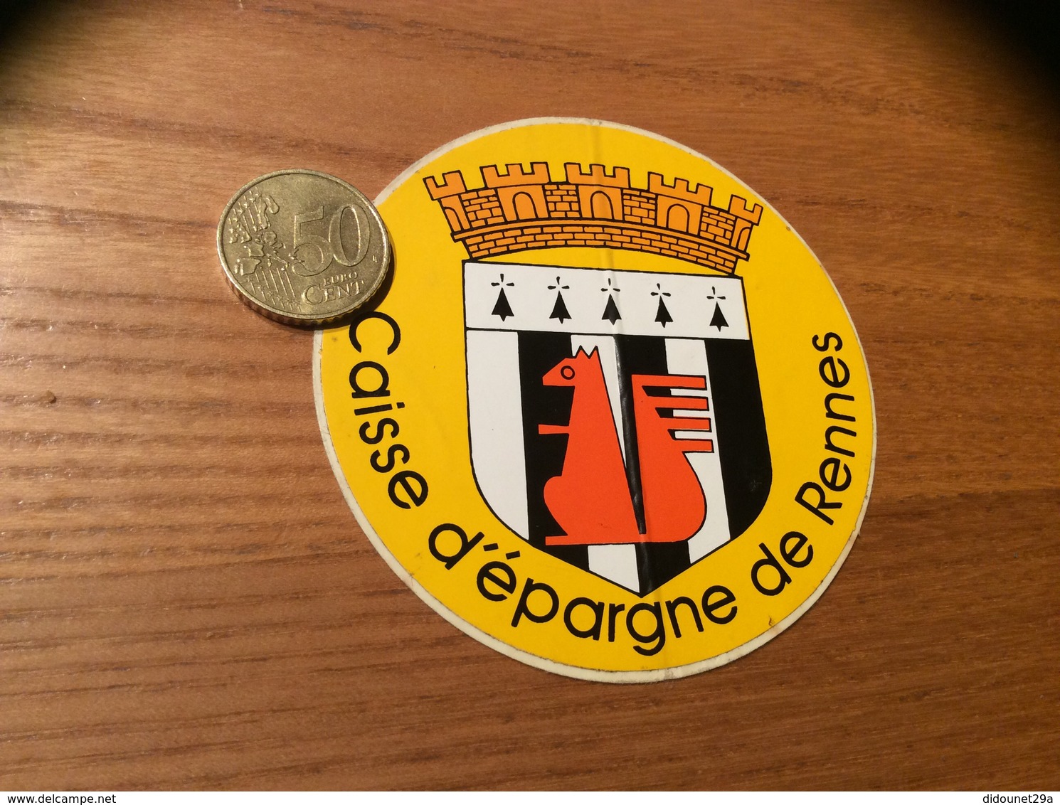 AUTOCOLLANT, Sticker «Caisse D’épargne De Rennes (35)» (écureuil, Blason Bretagne) - Stickers