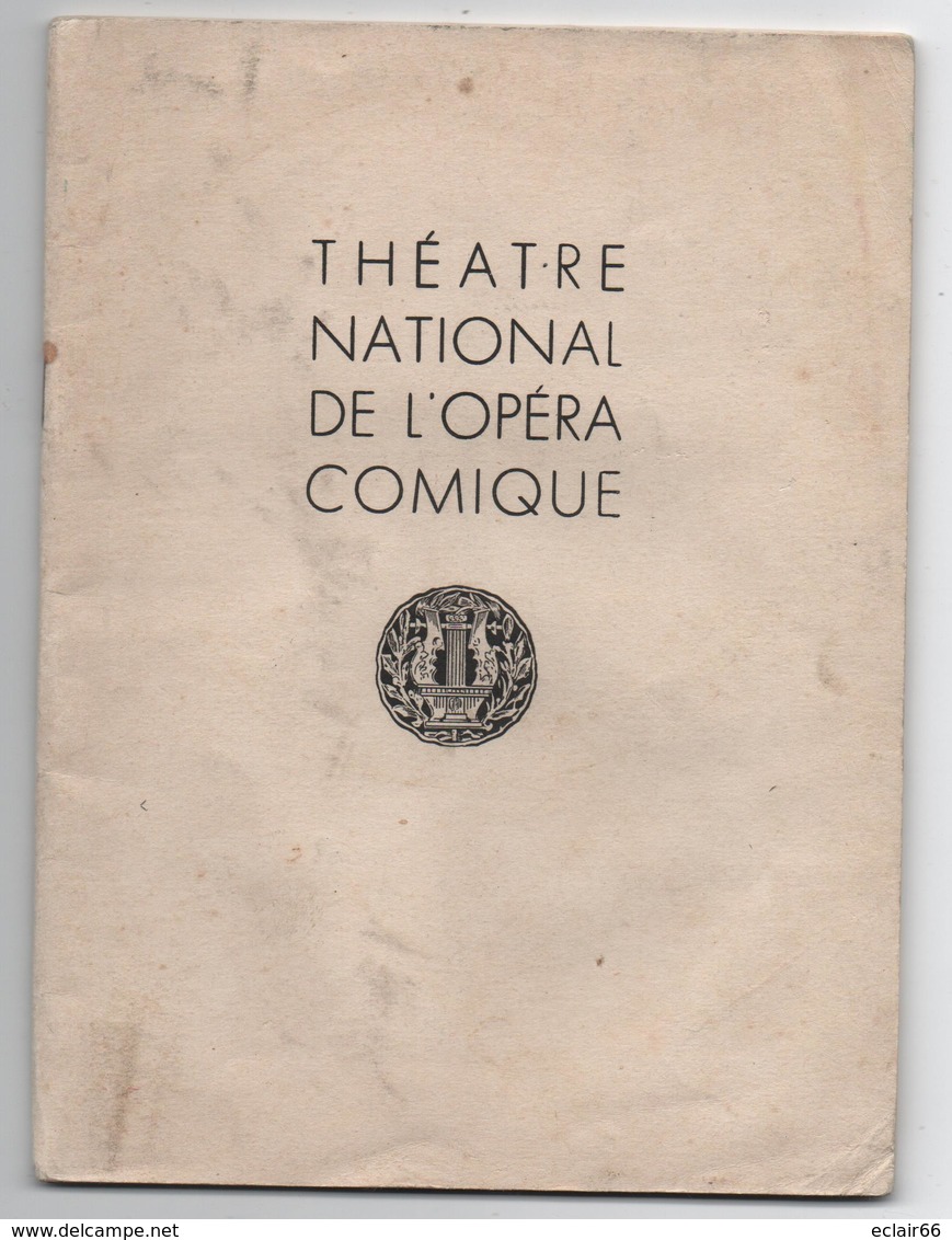 Opéra Comique Programme Des Année 1953 Théatre National Publicités 25 Pages  Voir Scannes - Programas