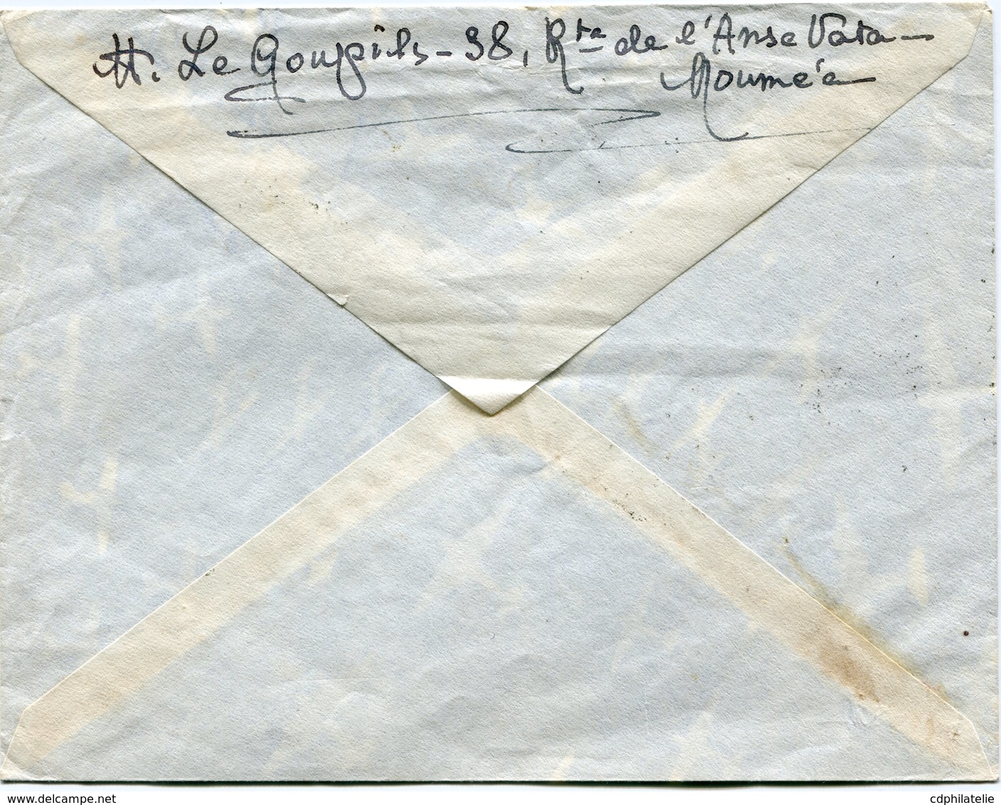 NOUVELLE-CALEDONIE LETTRE PAR AVION AVEC CACHET "PREMIER VOYAGE REGULIER NOUMEA-PARIS PAR AIR FRANCE 30 SEPT-4 OCT 1949" - Lettres & Documents