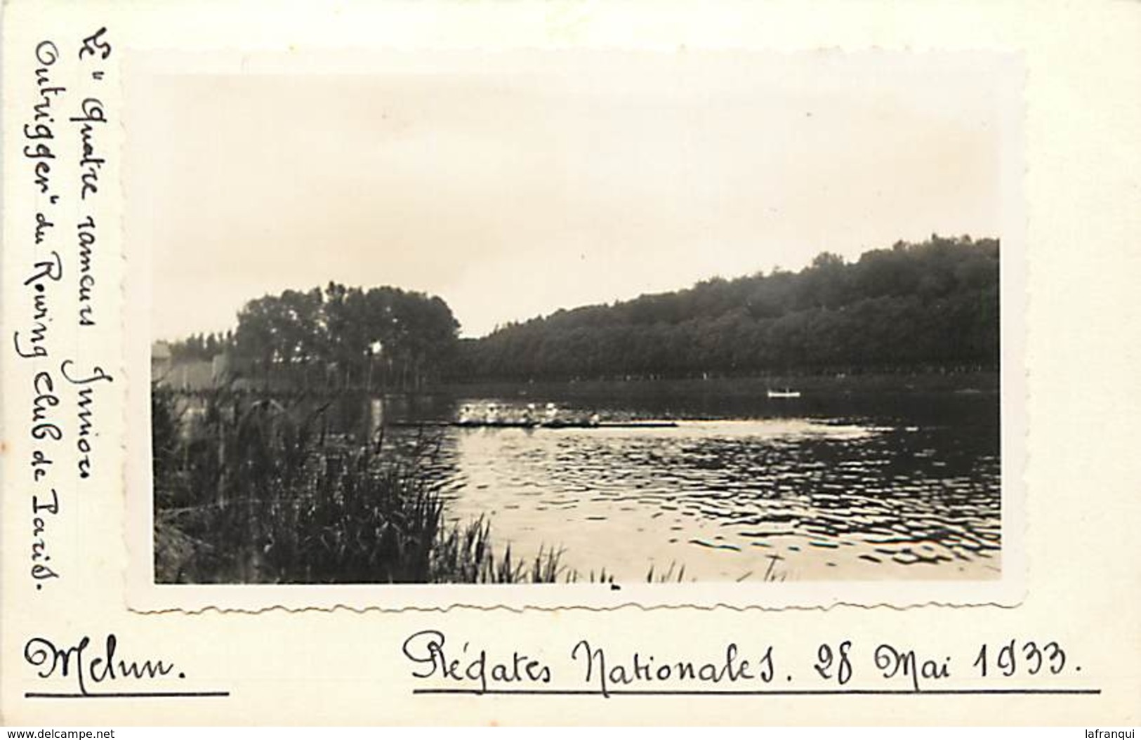 Themes Div-ref AA05- Photo Sur Support Cartonné Format Carte Postale 14cms X 9cms -melun -seine Et Marne -aviron -1933- - Aviron