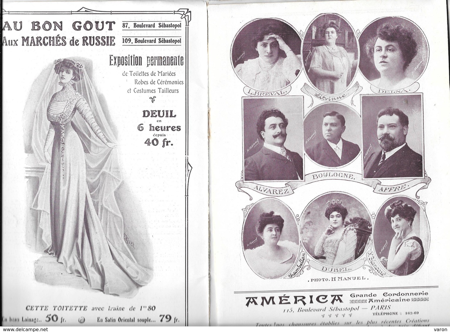 Programme THEATRE LYRIQUE MUNICIPAL De La GAITE - 1909  "QUO VADIS " Photos H.MANUEL Nombreuses PUBLICITES - Programmes