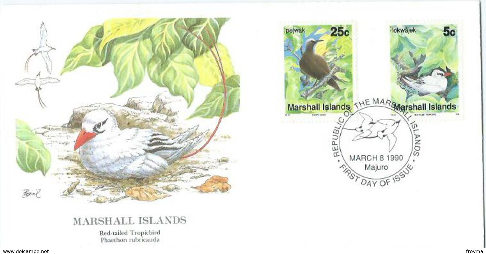 Enveloppe 1er Jour Marshall Islands FDC Red Tailed 1990 - Marshall