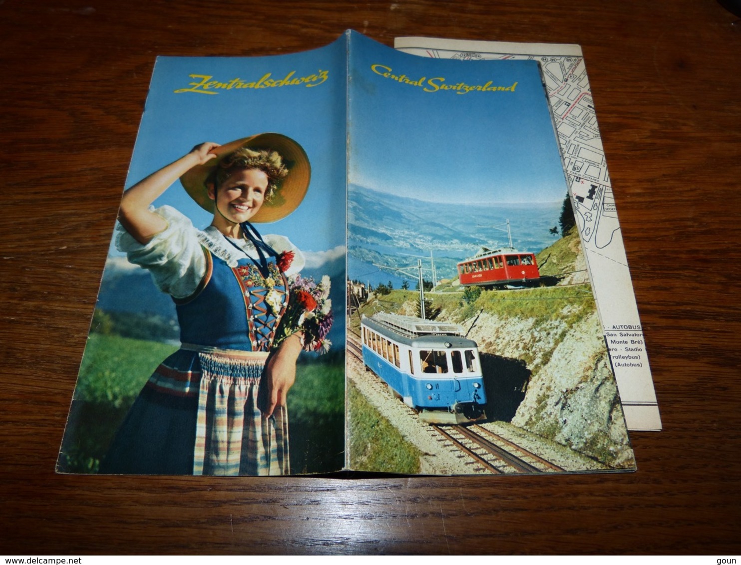 Folder Touristique Suisse Lucerne Plan De Lugano Train Télésiège (bien Lire Mes Conditions De Vente Pour Envoi Suisse - Collections