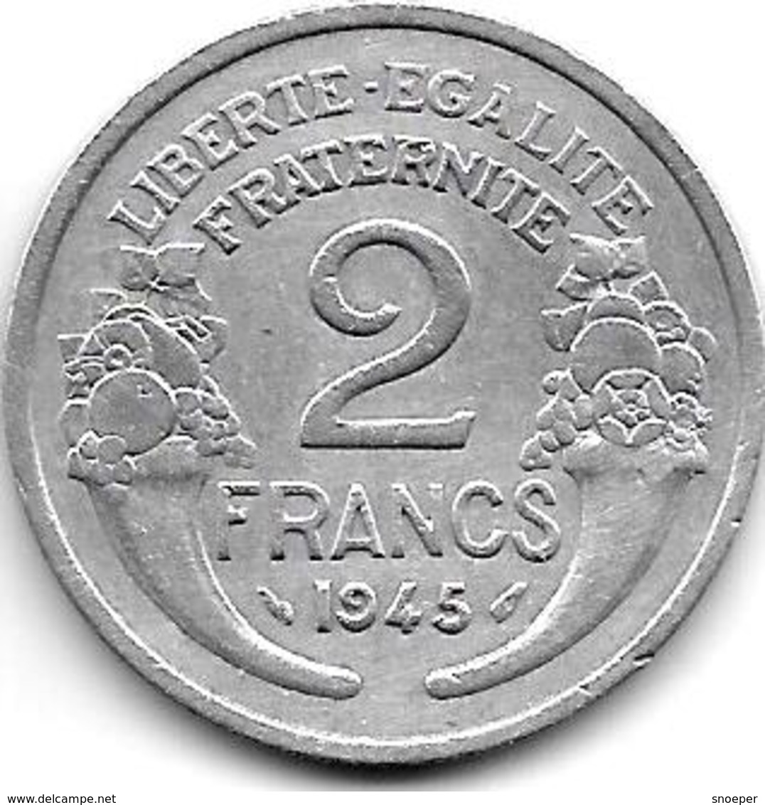 France 2 Francs 1945 Km 886a.1  Xf  !! - Other & Unclassified