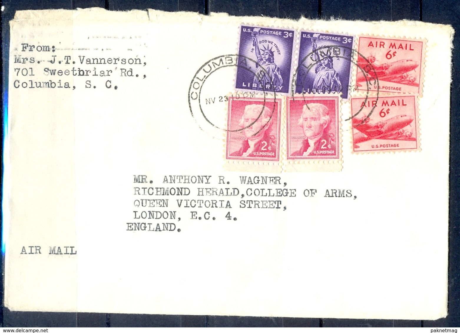 K11- USA United States Postal History Cover. Post To U.K. England. Liberty. - Postal History