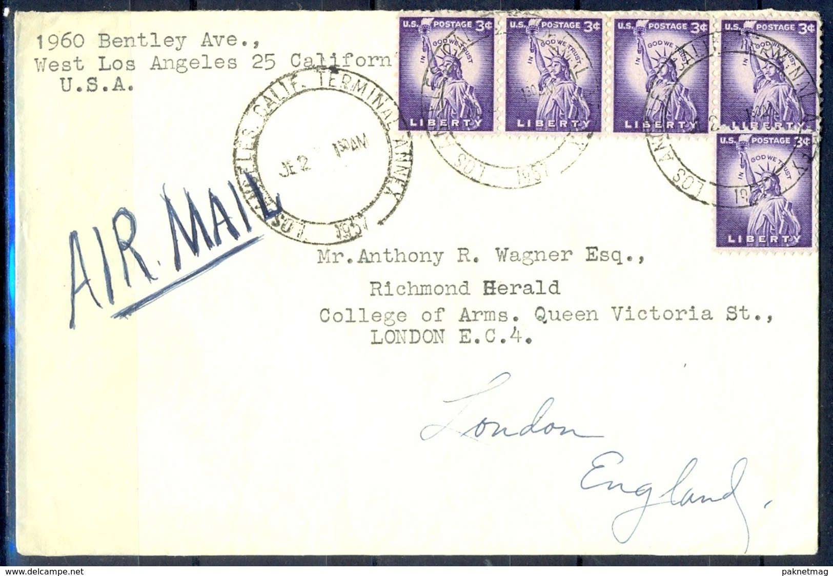 K15- USA United States Postal History Cover. Post To U.K. England. Liberty. - Postal History