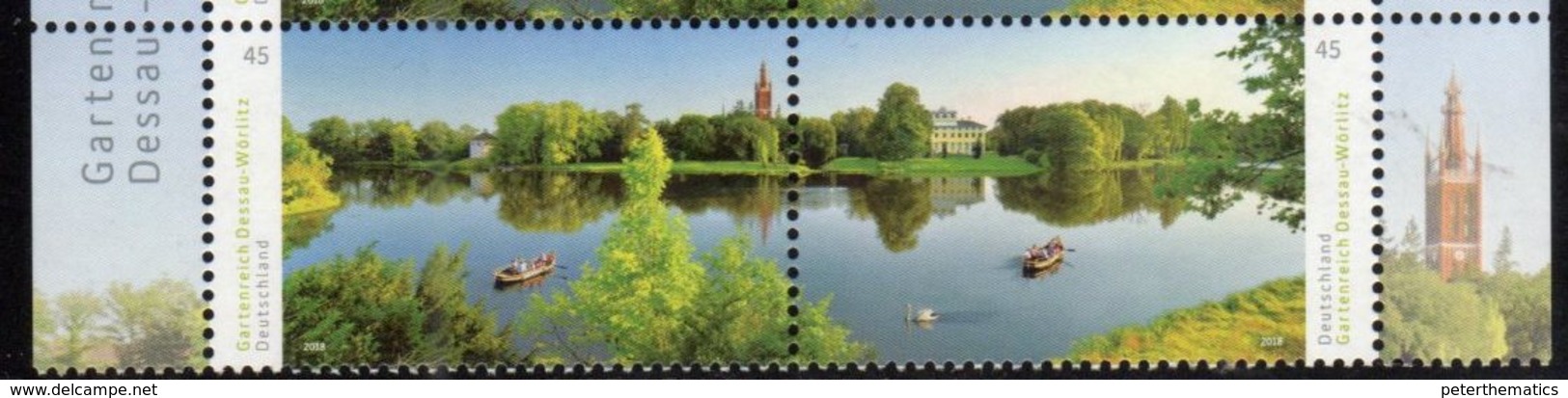 GERMANY, 2018, MNH,  GARDEN RICH DESSAU-WÖRLITZ, TREES, LAKES, BOATS, SWANS, 2v - Trees