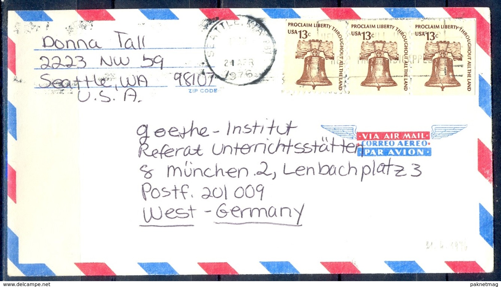 K48- USA United States Postal History Cover. Post To West Germany. - Postal History