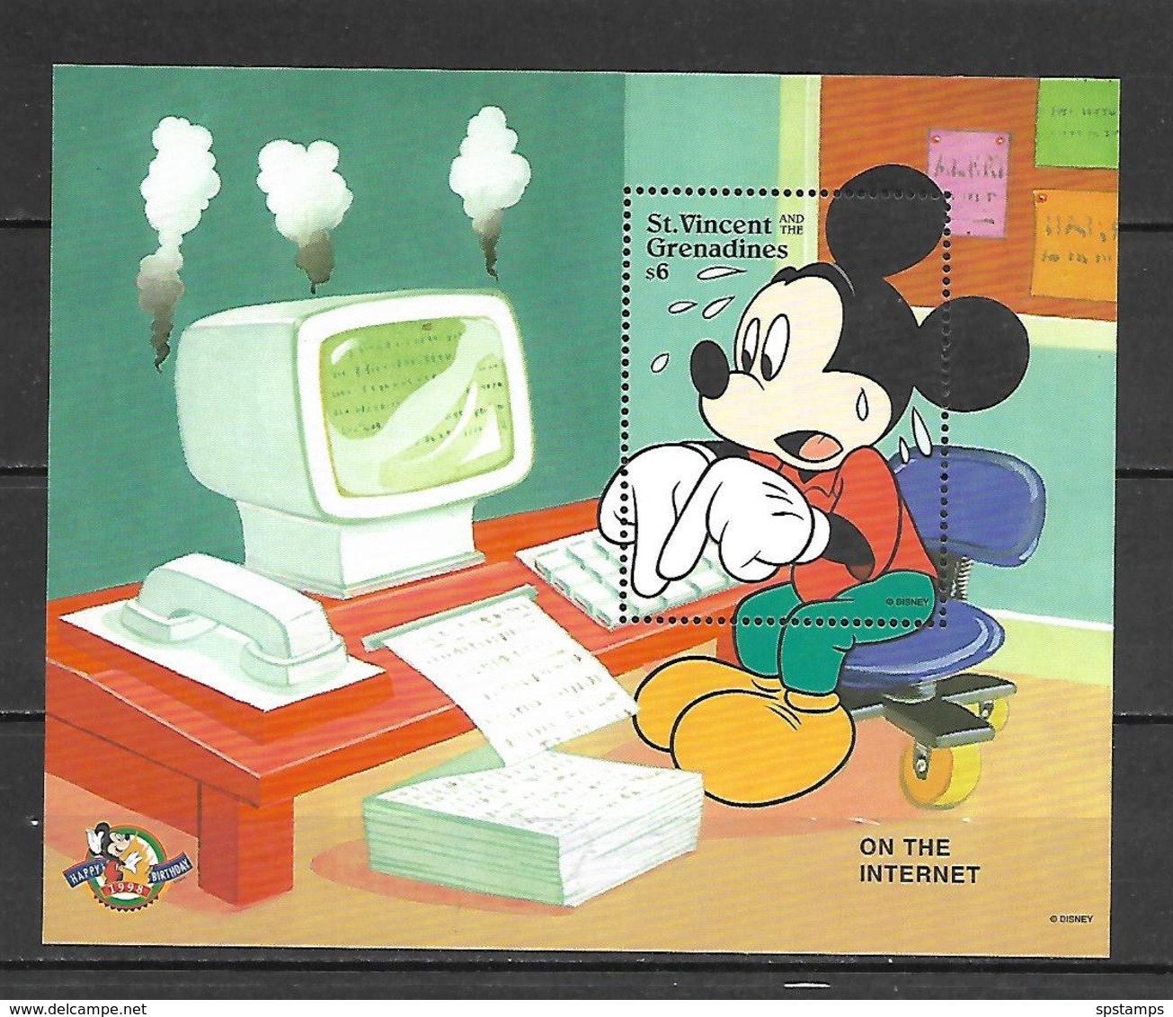 Disney St Vincent Gr 1998 On The Internet MS MNH - Disney