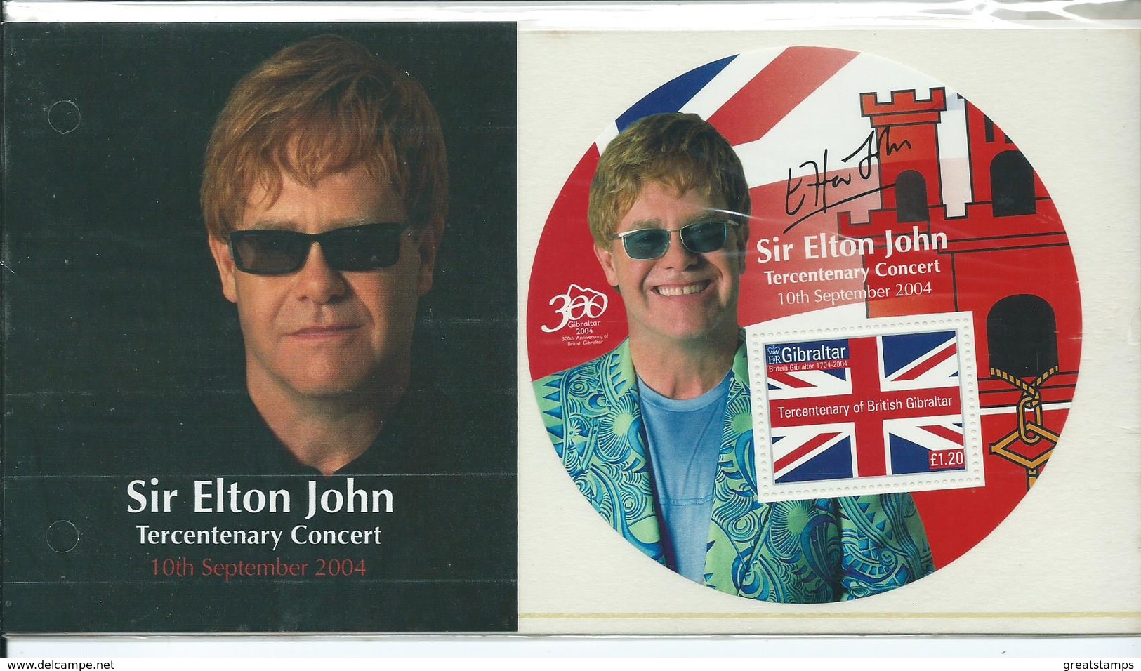 Gibraltar 2004 Elton John Presentation Pack Tercentenary Tour. Sgms1093 - Gibraltar