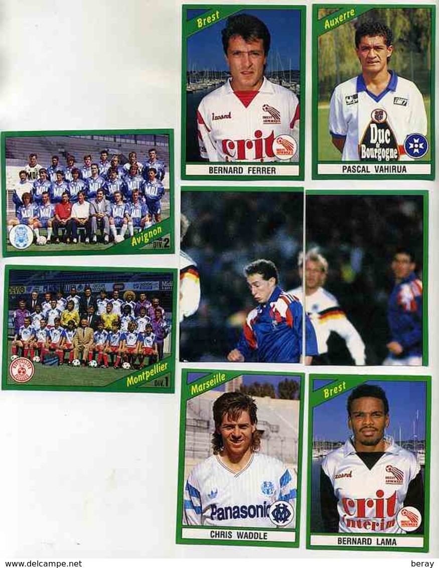 PANINI - FOOTBALL 1991 - 8 IMAGES - AVIGNON MONTPELLIER BREST AUXERRE MARSELLE - JP PAPIN - Edition Française