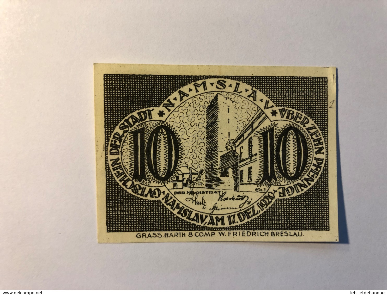 Allemagne Notgeld Namslav 10 Pfennig - Collections