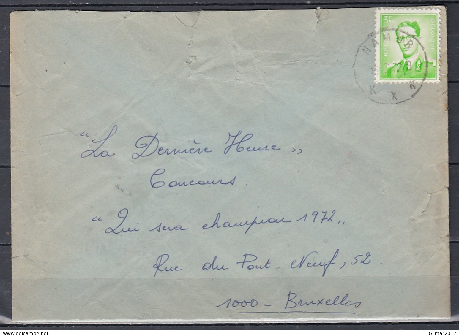 Brief Van Namur KXK Naar Bruxelles - 1953-1972 Brillen