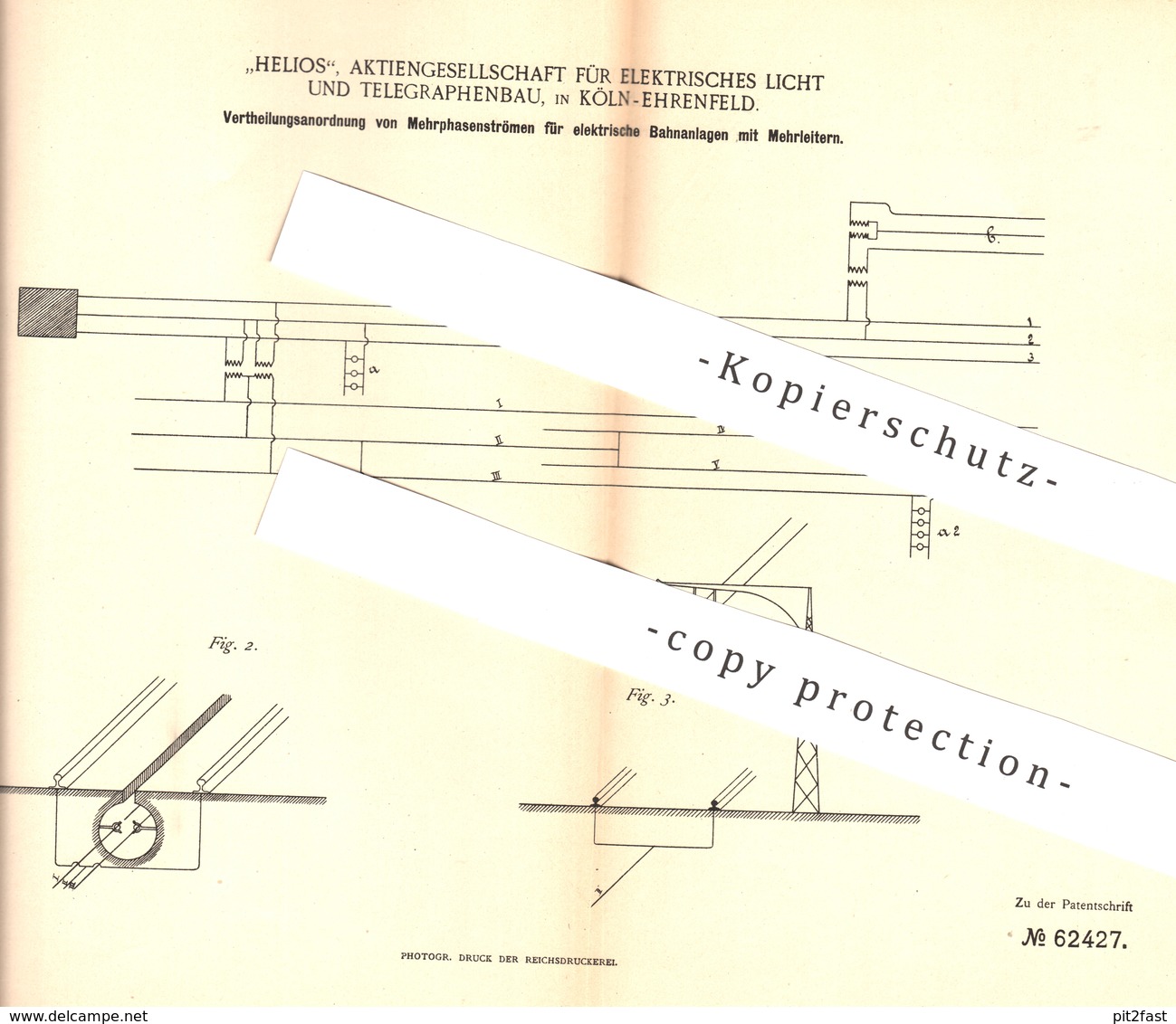 Original Patent - Helios AG Für Elektrisches Licht & Telegraphenbau , Köln / Ehrenfeld , 1888 , Elektrische Bahnanlagen - Historical Documents