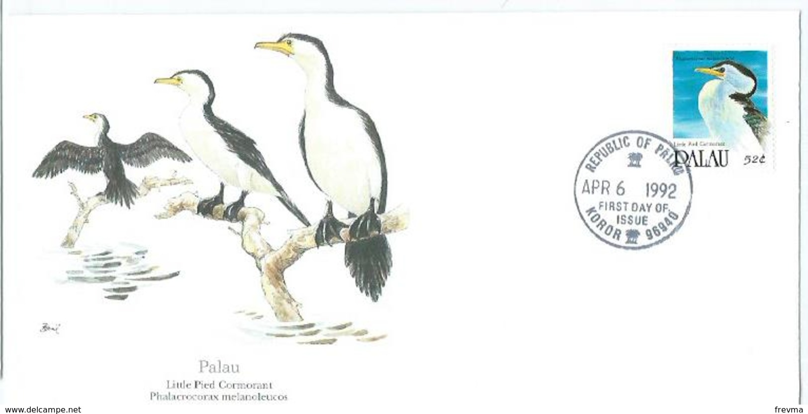 Enveloppe 1er Jour Palau FDC Little Pied Cormorant 1992 - Palau