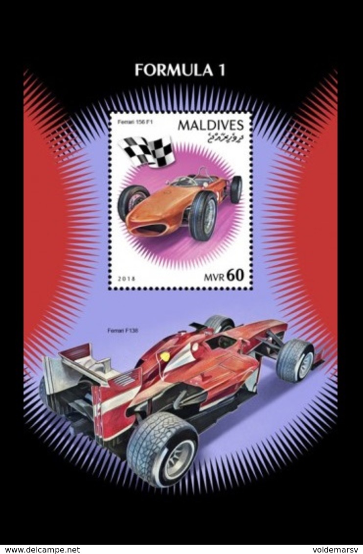 Maldives 2019 Mih. 8128 (Bl.1290) Formula 1. Automobiles Ferrari MNH ** - Maldives (1965-...)