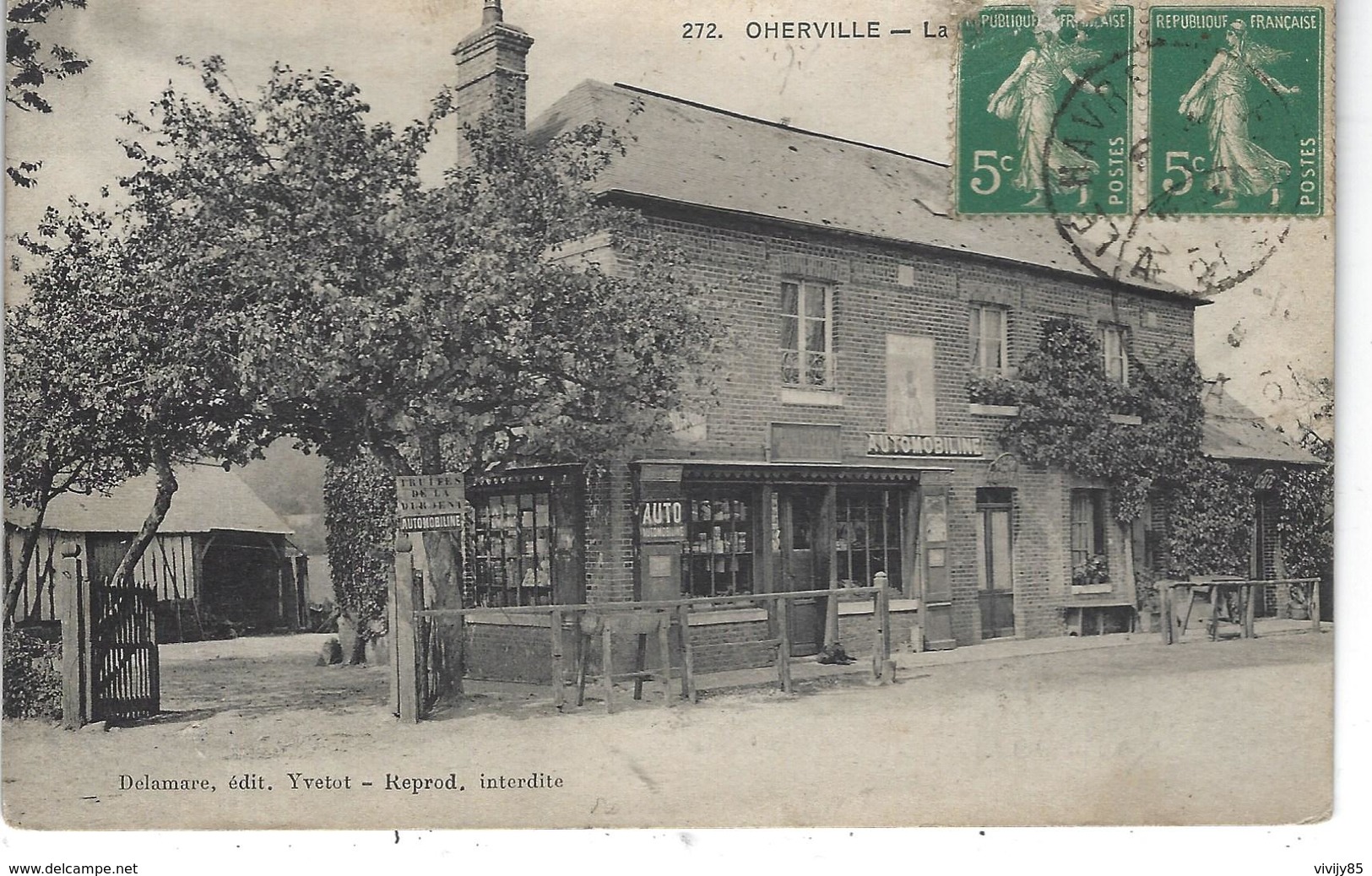 76 - OHERVILLE - Canton De OURVILLE EN CAUX - Belle Vue Rare Du Café Munhoven , Automobiline , Garage - Ourville En Caux