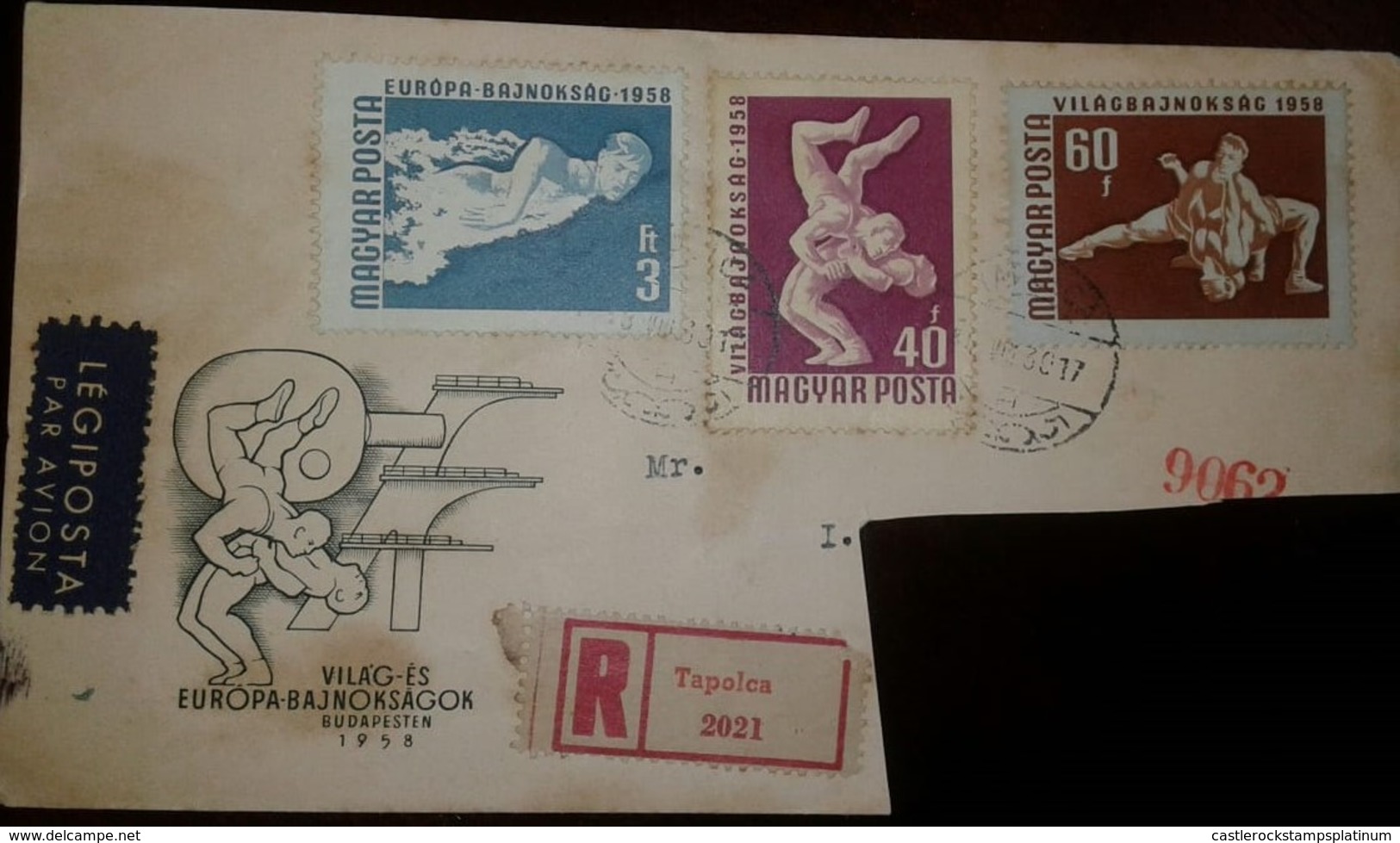 O) 1958 HUNGARY, INT, WRESTLING AND EROPEAN SWIMMING AND TABLE - SWIMMER-WRESTLERS, LEGIPOSTA - Covers & Documents