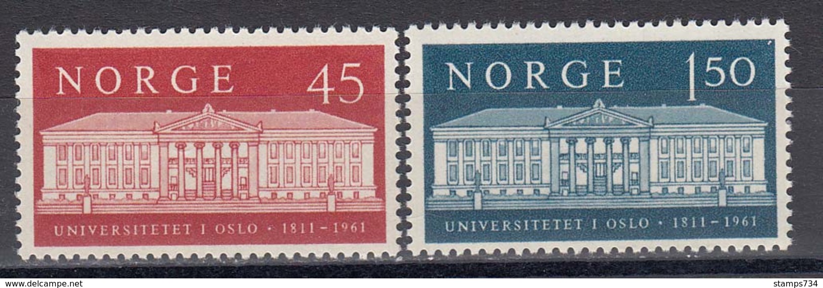 Norway 1961 - 150 Jahre Universitaet Oslo, Mi-Nr. 458/59, MNH** - Unused Stamps
