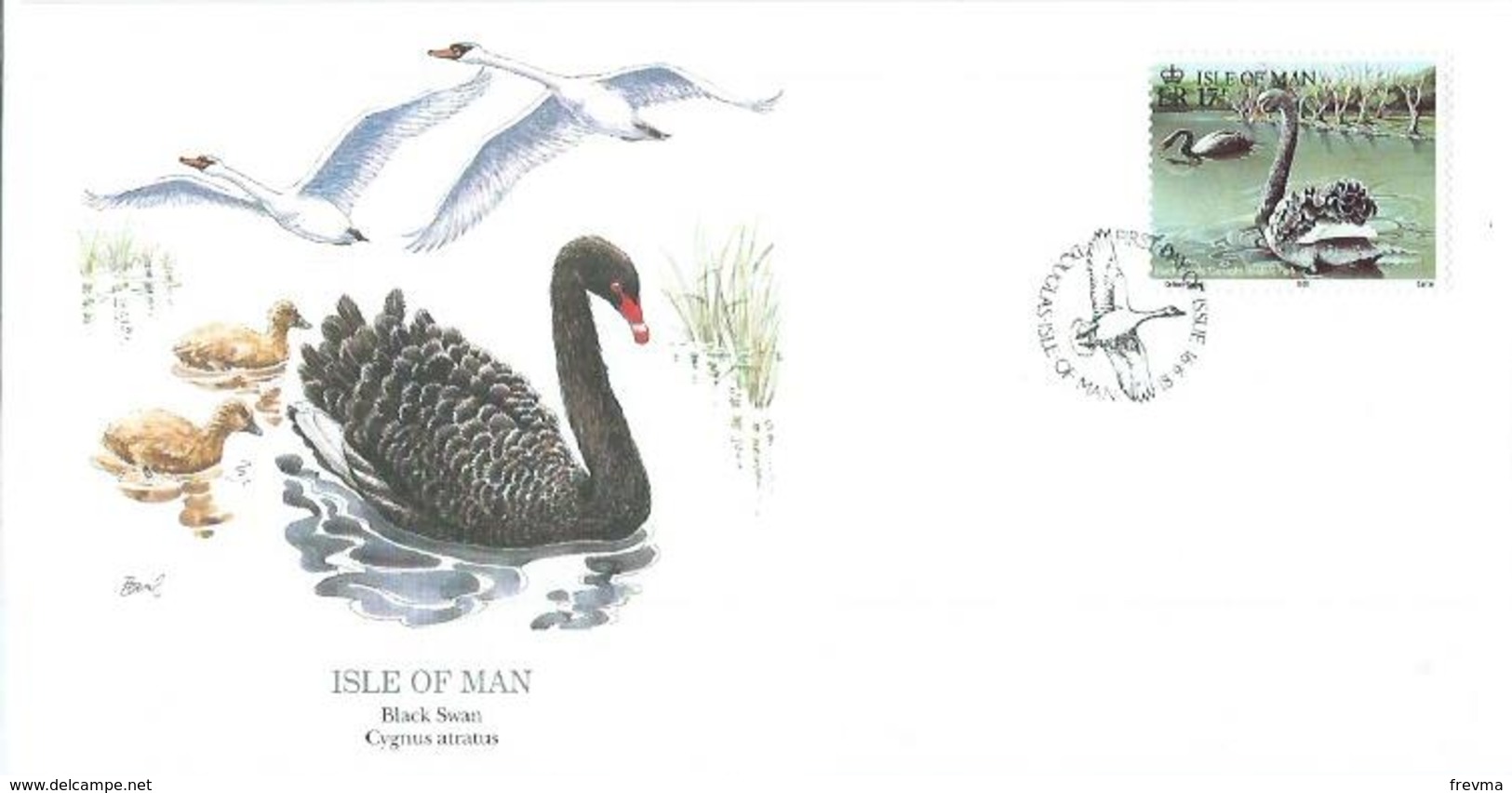 Enveloppe 1er Jour Isle Of Man FDC Black Swan 1991 - 1991-2000 Em. Décimales