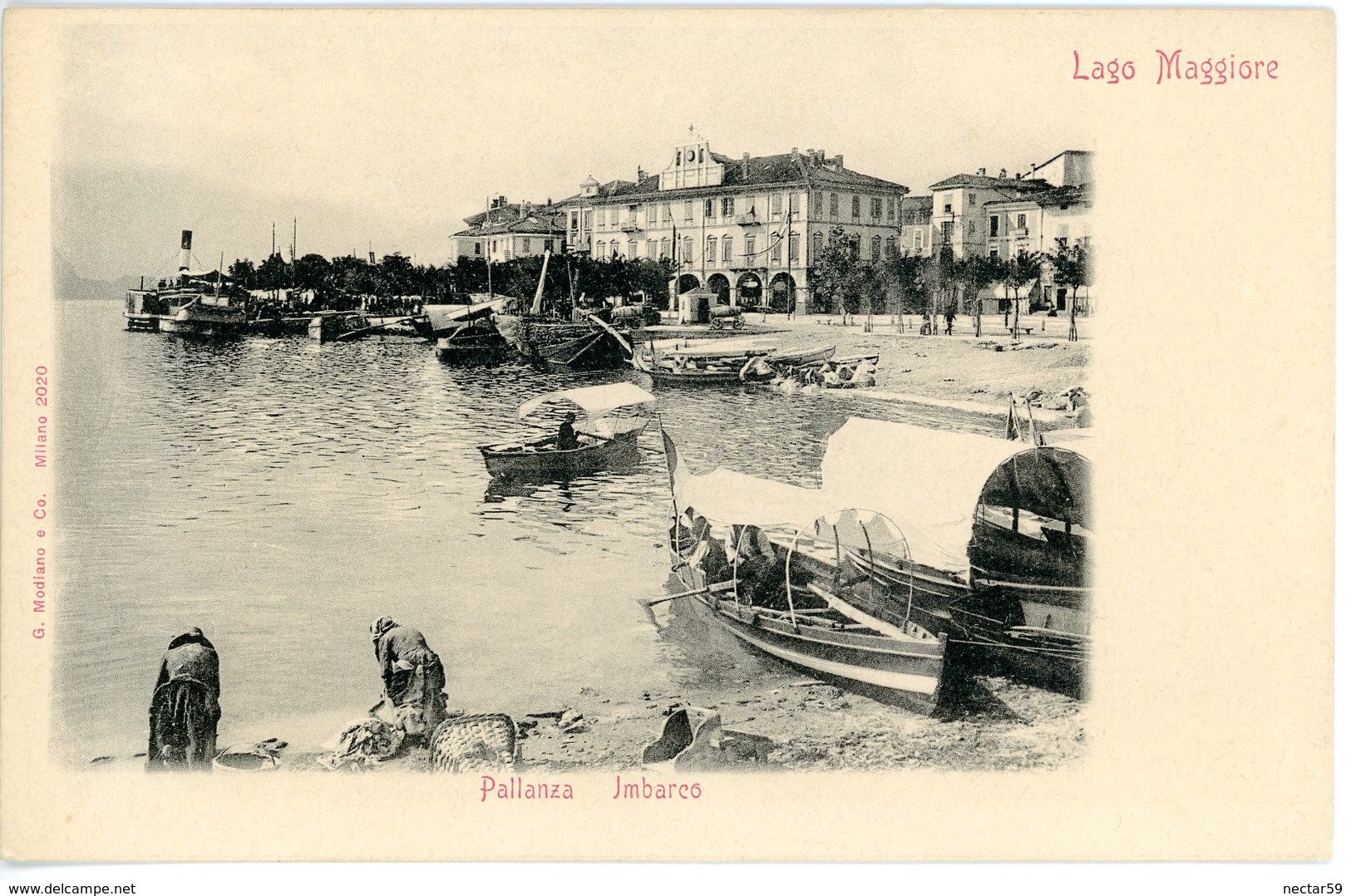 CPA 1900 Italia Lago Maggiore Pallanza Imbarco, Lake Boats, Lavandaie, Harbor - Autres & Non Classés