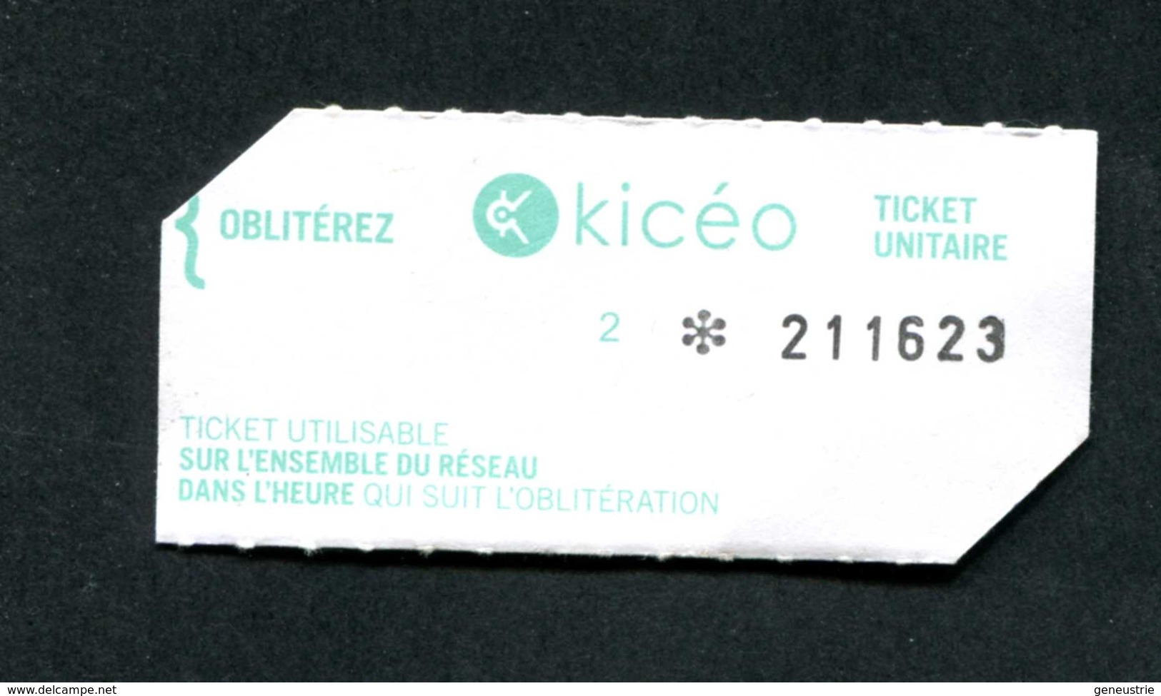 Ticket De Bus / KICEO / Réseau De Bus De La Ville De Vannes - Bus Ticket Transportation - Bretagne - Europe