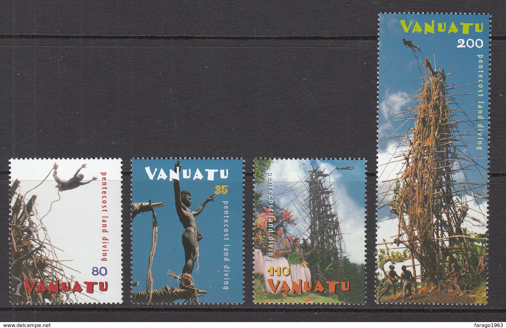 2003 Vanuatu Land Divers Culture Costumes  Complete Set Of 4  MNH - Vanuatu (1980-...)