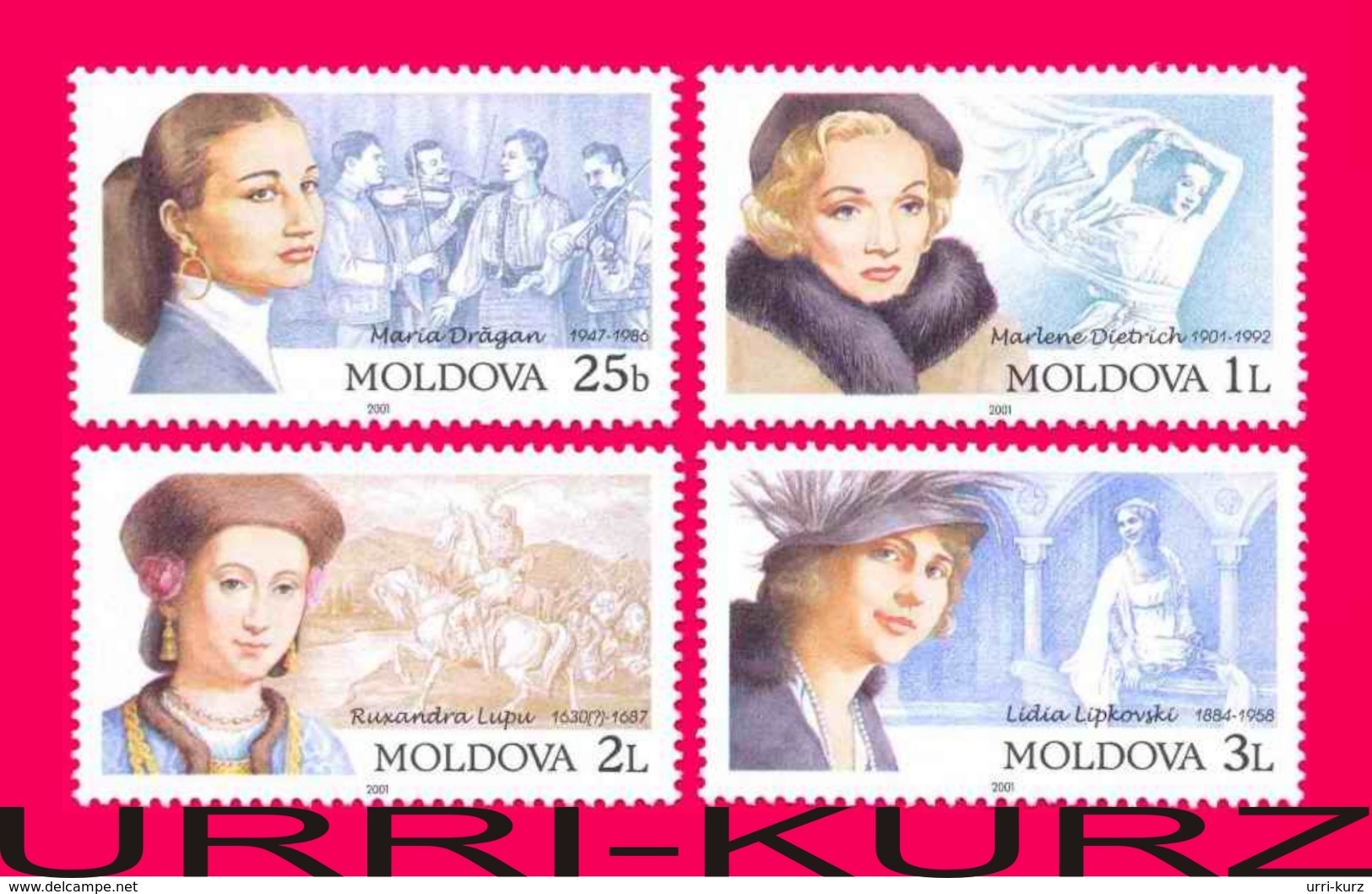 MOLDOVA 2001 Famous People Women Ladies Marlene Dietrich Lipkovski Lupu Dragan 4v Mi384-387 Sc372-375 MNH - Moldova